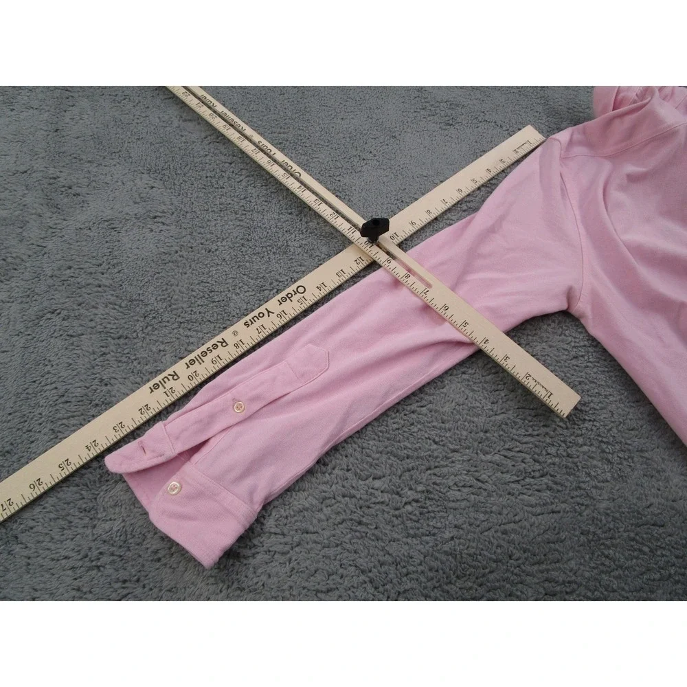Polo Ralph Lauren Mens Pink Featherweight Mesh Long Sleeve Button Down Shirt L